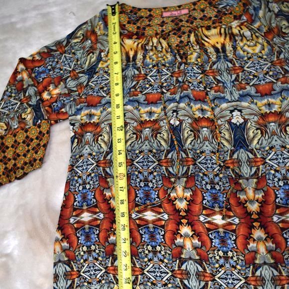 Olive Hill Boho Blouse Size Medium Long Sleeve Colorful Flowy Top Festival - Picture 13 of 16